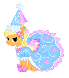 Size: 3106x3509 | Tagged: safe, artist:bl1ghtmare, applejack, earth pony, pony, look before you sleep, clothes, dress, female, froufrou glittery lacy outfit, hennin, high res, mare, outfit catalog, simple background, transparent background, vector