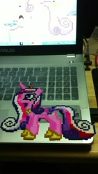 Size: 960x540 | Tagged: safe, artist:2ju, princess cadance, alicorn, pony, desktop ponies, female, horn, perler beads