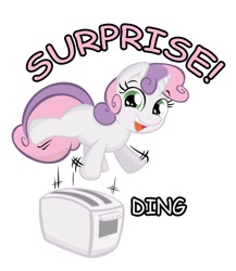 Size: 887x1024 | Tagged: safe, artist:joey darkmeat, artist:sintakhra, sweetie belle, pony, unicorn, female, filly, simple background, solo, surprised, toaster, white background