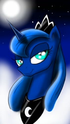 Size: 720x1280 | Tagged: safe, artist:dmora13, princess luna, alicorn, pony, female, horn, mare, simple background, solo