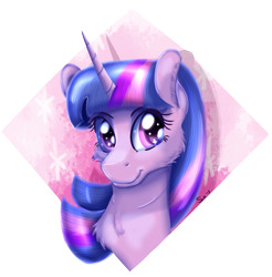 Size: 2583x2627 | Tagged: safe, artist:sintakhra, twilight sparkle, pony, bust, female, fluffy, looking at you, mare, simple background, smiling, solo, transparent background