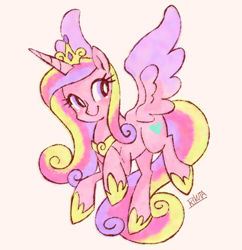 Size: 600x619 | Tagged: safe, artist:rikuta, princess cadance, alicorn, pony, female, mare, signature, simple background, smiling, solo, white background