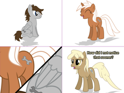 Size: 2564x1924 | Tagged: safe, artist:sintakhra, mjölna, silver spanner, pegasus, pony, unicorn, ask sandy pony, female, male, mare, stallion