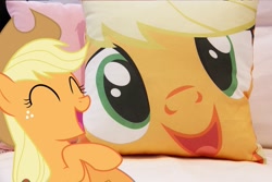 Size: 933x622 | Tagged: safe, applejack, earth pony, pony, cute, female, mare, photo, pillow