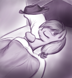 Size: 953x1031 | Tagged: safe, artist:fajeh, applejack, earth pony, pony, bed, cute, eyes closed, hug, jackabetes, pillow, sleeping, solo