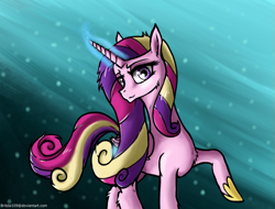 Size: 955x726 | Tagged: safe, artist:tincantim, princess cadance, alicorn, pony, female, horn, raised hoof, solo