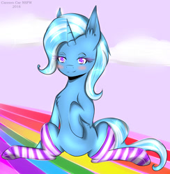 Size: 1836x1880 | Tagged: safe, artist:cannoncar, derpibooru import, trixie, pony, unicorn, clothes, female, mare, socks, solo, striped socks