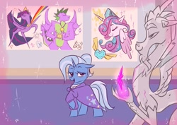 Size: 807x572 | Tagged: safe, artist:spoosha, derpibooru import, discord, ocellus, princess flurry heart, princess twilight 2.0, silverstream, spike, trixie, twilight sparkle, twilight sparkle (alicorn), yona, alicorn, dragon, pony, unicorn, the last problem, cutie mark, older, older flurry heart, older ocellus, older silverstream, older spike, older trixie, older yona