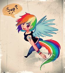 Size: 718x806 | Tagged: safe, artist:yukihyo, rainbow dash, humanized, tailed humanization, winged humanization