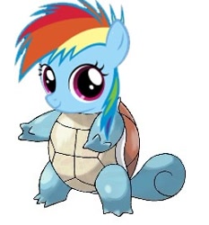 Size: 251x269 | Tagged: safe, artist:aaronmk, rainbow dash, turtle, 1000 years in photoshop, barely pony related, pokémon, squirtle