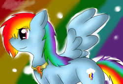 Size: 900x619 | Tagged: safe, artist:michelle12344, rainbow dash, pegasus, pony, blue coat, female, mare, multicolored mane