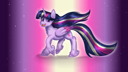 Size: 1920x1080 | Tagged: safe, artist:sintakhra, twilight sparkle, twilight sparkle (alicorn), alicorn, pony, female, mare, rainbow power, solo, unshorn fetlocks