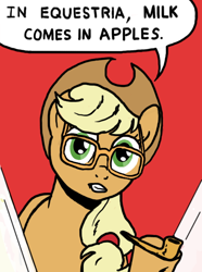 Size: 494x663 | Tagged: safe, artist:sgolem, applejack, earth pony, pony, female, glasses, mare, meme