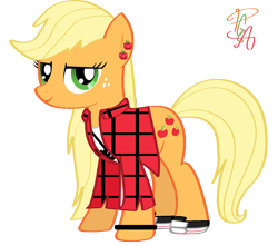 Size: 2180x1928 | Tagged: safe, artist:pa0oliitahw, applejack, earth pony, pony, '90s, alternate hairstyle, loose hair