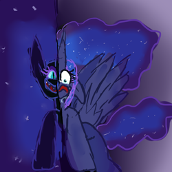 Size: 1000x1000 | Tagged: safe, artist:pinkpalette, nightmare moon, princess luna, alicorn, pony, duality, transformation