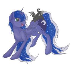 Size: 900x900 | Tagged: safe, artist:rukitichi, princess luna, alicorn, cat, hybrid, pony, simple background, transparent background