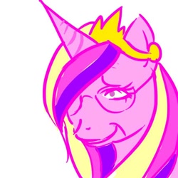 Size: 600x600 | Tagged: safe, artist:rediansmoke, princess cadance, alicorn, pony, bust, costanza face, glasses, ishygddt, portrait, solo