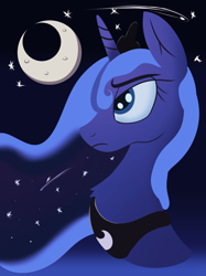 Size: 2406x3216 | Tagged: safe, artist:sirdeeviant, princess luna, alicorn, pony, moon, night, s1 luna, solo, stars