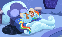 Size: 3724x2231 | Tagged: safe, artist:drpancakees, rainbow dash, pegasus, pony, affection, crossover, cute, growlithe, kissing, licking, pokémon