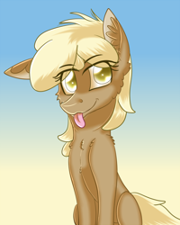 Size: 1000x1247 | Tagged: safe, artist:sintakhra, mjölna, earth pony, pony, ask sandy pony, female, mare, solo, tongue out