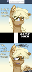 Size: 1138x2510 | Tagged: safe, artist:sintakhra, mjölna, earth pony, pony, ask sandy pony, controller, female, implied sans (undertale), joystick, mare, solo, undertale