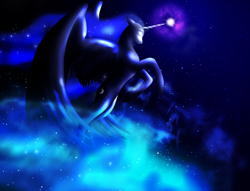 Size: 4408x3368 | Tagged: safe, artist:saziskylion, princess luna, alicorn, pony, detailed background, female, mare, solo