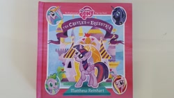 Size: 1594x896 | Tagged: safe, princess cadance, princess celestia, princess luna, spike, twilight sparkle, twilight sparkle (alicorn), alicorn, dragon, pony, book, castles of equestria, female, mare, pop-up book