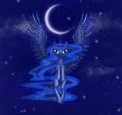 Size: 600x563 | Tagged: safe, artist:girdiana, princess luna, alicorn, pony, crescent moon, moon, solo