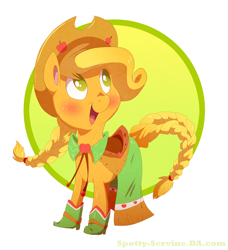 Size: 1376x1507 | Tagged: safe, artist:frozenspots, applejack, earth pony, pony, clothes, dress, female, mare