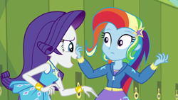 Size: 1280x720 | Tagged: safe, derpibooru import, screencap, rarity, trixie, best trends forever, better together, equestria girls