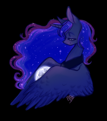 Size: 1024x1160 | Tagged: safe, artist:thatweirdpigeonlady, princess luna, alicorn, pony, moon, simple background, solo, tangible heavenly object