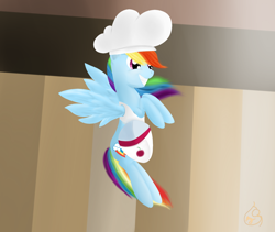 Size: 1900x1600 | Tagged: safe, artist:silverwindpegasus, rainbow dash, pegasus, pony, chef's hat, hat, solo