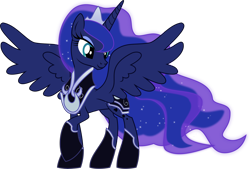 Size: 6352x4304 | Tagged: safe, artist:orin331, princess luna, alicorn, pony, absurd resolution, armor, cute, flash puppet, hoof boots, raised hoof, smiling, solo