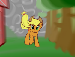 Size: 900x690 | Tagged: safe, artist:whatsapokemon, applejack, earth pony, pony, action pose, female, mare, solo