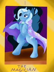 Size: 960x1280 | Tagged: safe, artist:marcushunter, derpibooru import, trixie, pony, bipedal, solo, tarot, tarot card