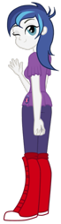 Size: 225x810 | Tagged: safe, artist:castorochiaro, gleaming shield, shining armor, equestria girls, alumna gleaming shield, alumnus shining armor, clothes, commission, commissioner:alkonium, equestria guys, female, pants, rule 63, shoes, sneakers, waving, wink