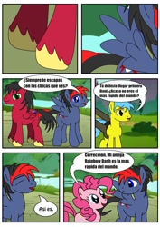 Size: 906x1280 | Tagged: safe, artist:king-shoutmon, pinkie pie, oc, earth pony, pony, comic, spanish