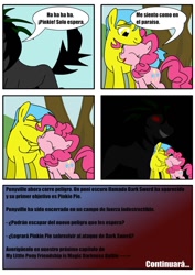 Size: 906x1280 | Tagged: safe, artist:king-shoutmon, pinkie pie, oc, earth pony, pony, comic, spanish