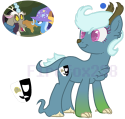 Size: 1280x1216 | Tagged: safe, artist:firefox238, derpibooru import, discord, trixie, oc, hybrid, female, interspecies offspring, male, offspring, parent:discord, parent:trixie, parents:trixcord, shipping, simple background, straight, transparent background, trixcord