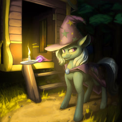 Size: 3000x3000 | Tagged: safe, artist:voxelfyre, derpibooru import, trixie, pony, unicorn, candle, female, magic, mare, solo, telekinesis, trixie's wagon