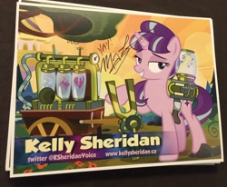 Size: 2048x1690 | Tagged: safe, artist:pixelkitties, derpibooru import, sonata dusk, starlight glimmer, trixie, oc, oc:pixelkitties, pony, unicorn, autograph, cutie mark, female, kelly sheridan, mare, meta, photo, pixelkitties' brilliant autograph media artwork, solo, twitter