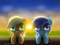 Size: 4000x3000 | Tagged: safe, artist:izelyca, applejack, minuette, earth pony, pony, :3, female, mare