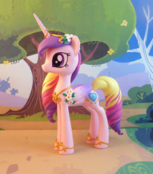 Size: 791x900 | Tagged: safe, artist:krowzivitch, princess cadance, alicorn, pony, alternate hairstyle, craft, custom, figurine, flower, flower in hair, jewelry, sculpture, solo