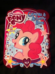 Size: 1936x2592 | Tagged: safe, pinkie pie, earth pony, pony, book, female, mare, pink coat, pink mane, solo, sticker