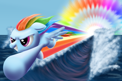 Size: 4500x3000 | Tagged: safe, artist:scali, rainbow dash, pegasus, pony, blue coat, female, mare, multicolored mane, sonic rainboom