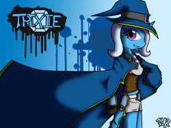 Size: 1024x768 | Tagged: safe, artist:xonitum, derpibooru import, trixie, anthro, wallpaper