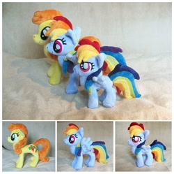 Size: 896x891 | Tagged: safe, artist:spark-strudel, carrot top, golden harvest, rainbow dash, filly, irl, photo, plushie