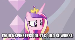 Size: 926x497 | Tagged: safe, screencap, princess cadance, alicorn, pony, princess spike (episode), image macro, meme, solo