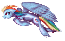 Size: 1920x1223 | Tagged: safe, artist:sintakhra, rainbow dash, pegasus, pony, female, fluffy, flying, mare, simple background, smiling, solo, transparent background, unshorn fetlocks