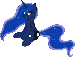 Size: 3000x2268 | Tagged: safe, artist:thejbw, princess luna, alicorn, pony, bedroom eyes, female, mare, simple background, sitting, smiling, smirk, solo, transparent background, vector